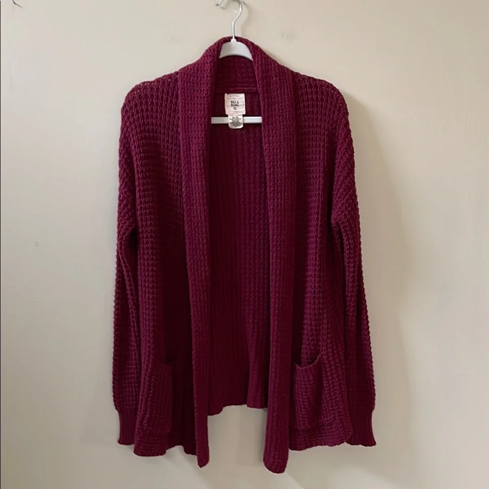 BILLABONG Maroon Red Long Sleeve Cardigan Sweater Sz S/P